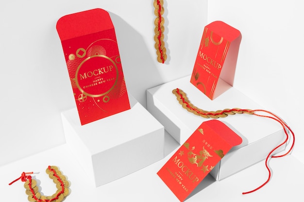 PSD composition of chinese new year elements mock-up