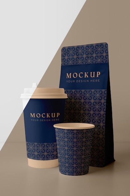 Composition of coffee shop cup mock-up