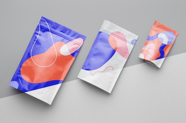 Composition of colorful mock-up doypack