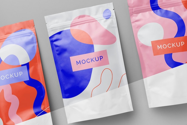 Composition of colorful mock-up doypack