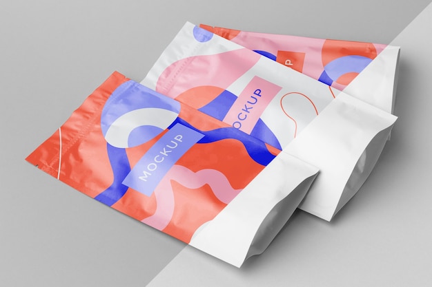 Composition of colorful mock-up doypack