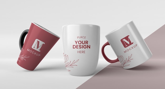 PSD composition of minimal coffee mugs