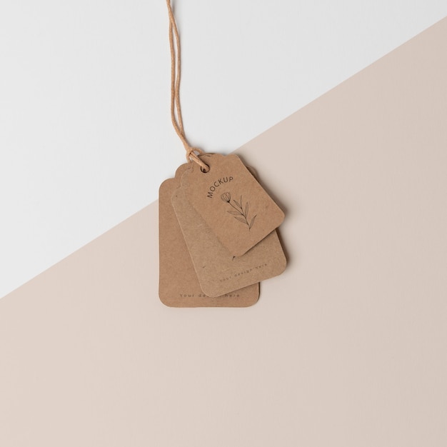 composition of mock-up cardboard tag