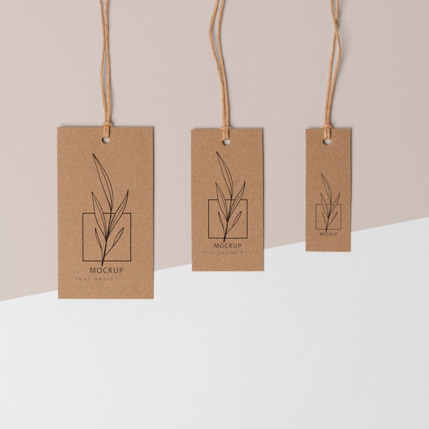 composition of mock-up cardboard tags