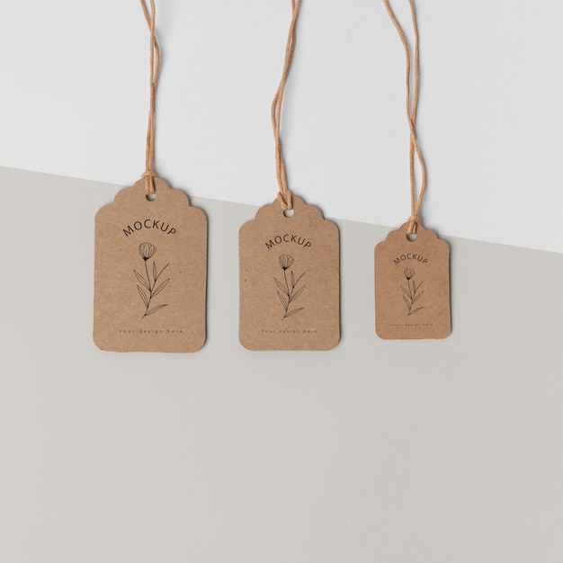 Composition of mock-up cardboard tags