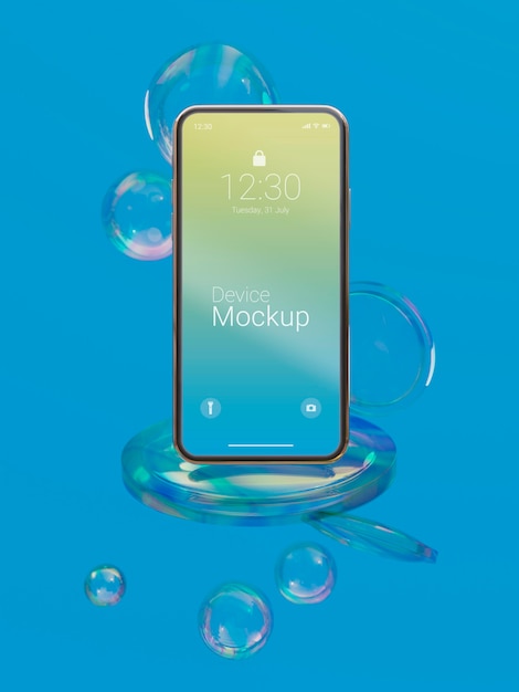 PSD composition of mock-up device with abstract liquids