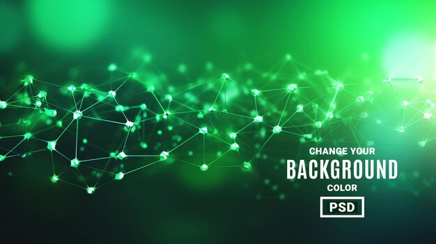 PSD composition of network of connections on gradient green background