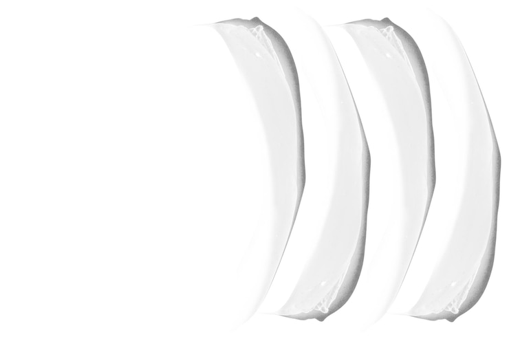 PSD composition of smears and drops or drops of a transparent gel serum on an empty transparent background
