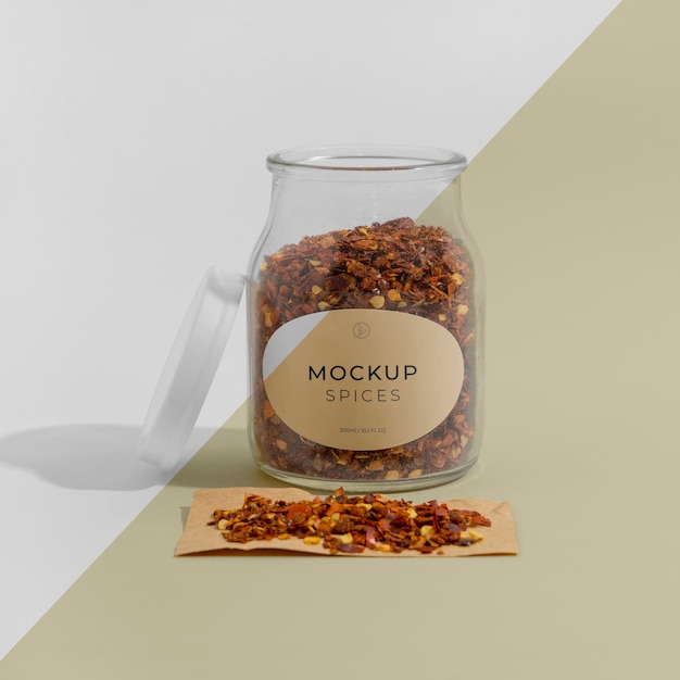 PSD composition of spices with label mock-up