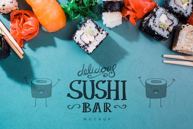 composition for sushi bar mock-up