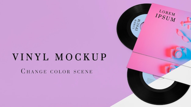 Composition of vinyl records mock-up