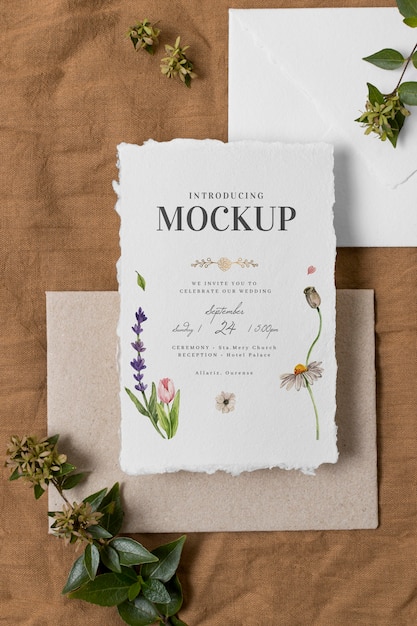 PSD composizione di carte mock-up di nozze