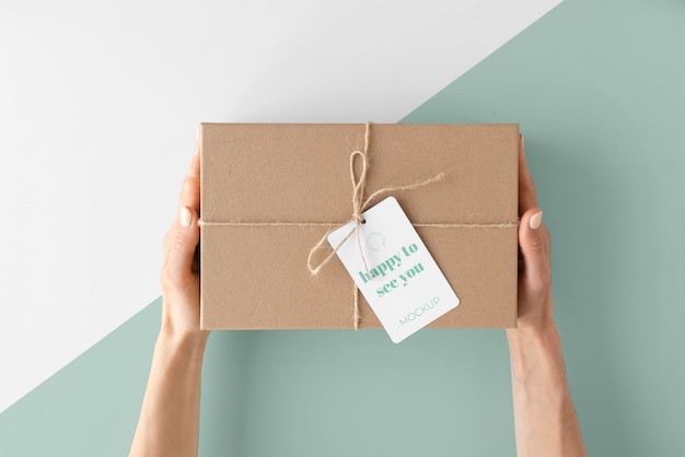 PSD composition with craft box tag mock-up