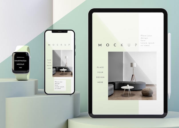 Composition with modern devices mock-up