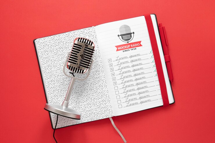 PSD composition with music elements mock-up