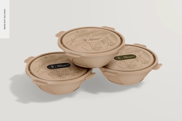 Compostable bowls with lid mockup