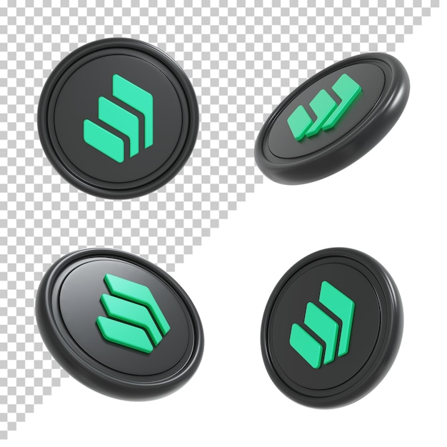 複合暗号通貨コインの3Dレンダリング