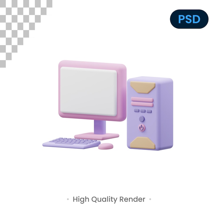 PSD computer 3d render illustration premium psd
