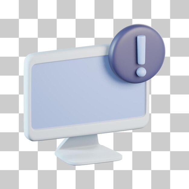 Computer alert exclamation 3d icon