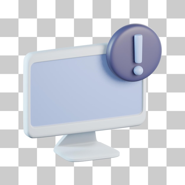 PSD computer alert uitroepteken 3d pictogram