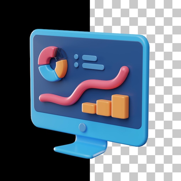 Computer analytics 3d icon