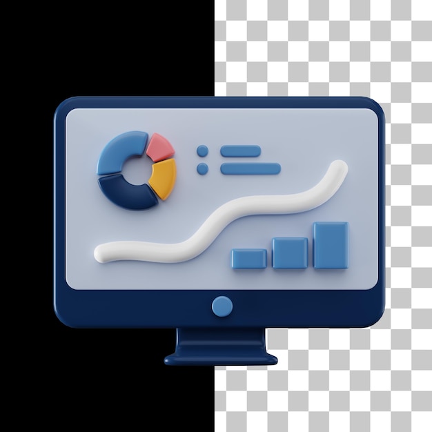 PSD computer analytics 3d icon