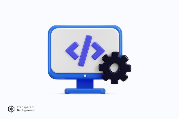 Computer and program code development coding icon screen IT technologies website programming project