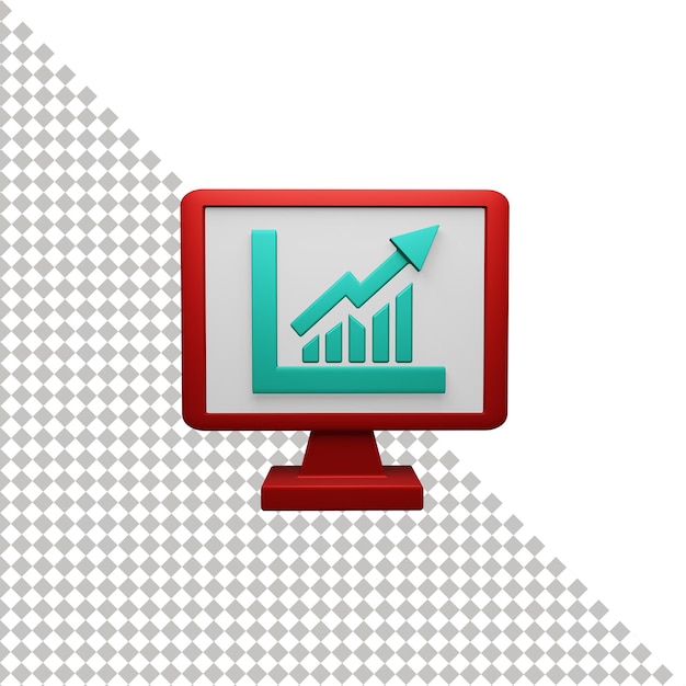 PSD computer and chart 3d icon