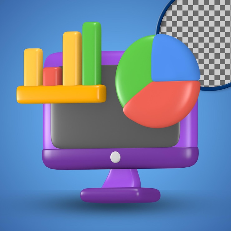 PSD computer creative office 3d cute themed icon for presentation or social media post