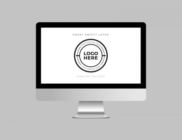 PSD computer dekstop with logo design mockup