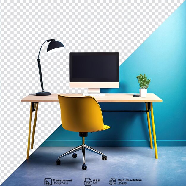 PSD computer desk isolated on transparent background