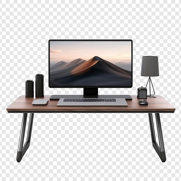 PSD computer desk isolated on transparent background