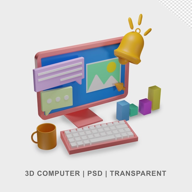 computer desktop 3d transparent no background