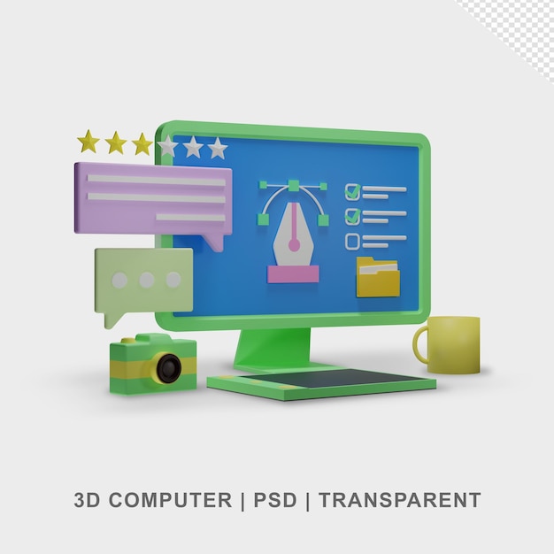 computer desktop 3d transparent no background