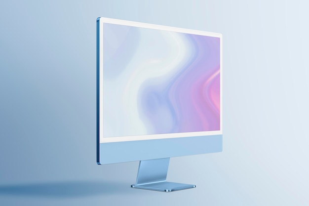 Computer desktop scherm mockup psd blauw digitaal apparaat minimalistische stijl