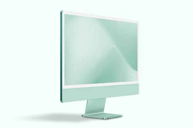 Computer desktop screen mockup psd green digital device minimal style