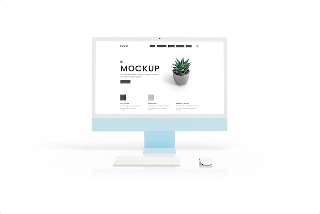 Computer display monitor mockup front view isolated