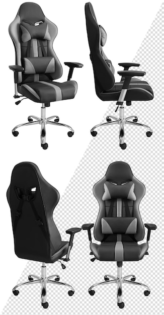 コンピューターゲーミングチェア.バック グラウンドから分離されました。さまざまな側面からの眺め
