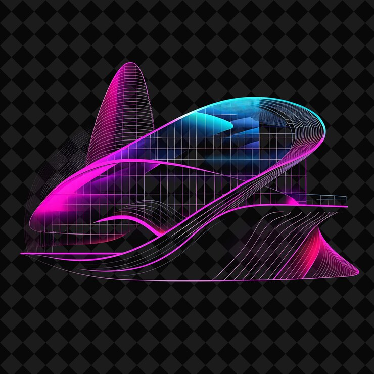 PSD a computer generated image of a shark with a blue body and a pink and blue body