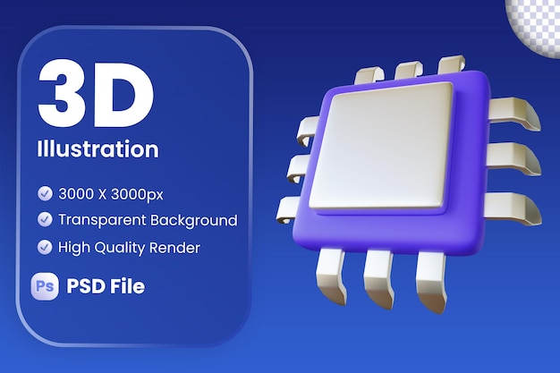 Computer IC-chip 3d illustratie
