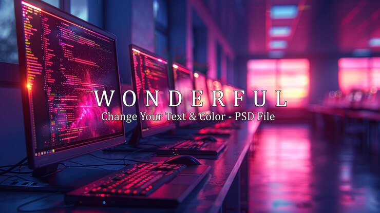 PSD computer lab with pink lighting