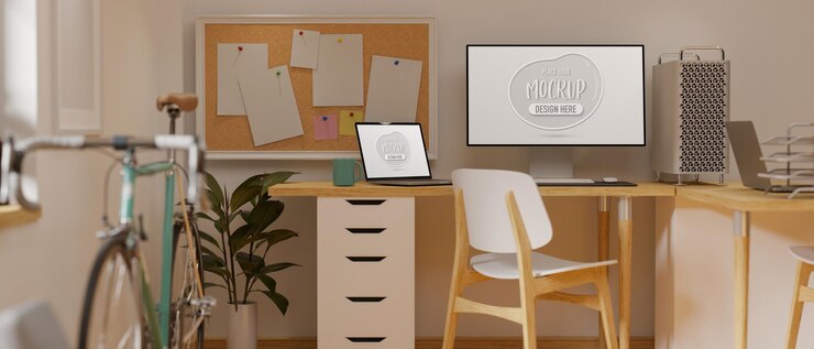 PSD computer and laptop with mockup screen