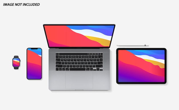PSD computer laptop with tablet and phone