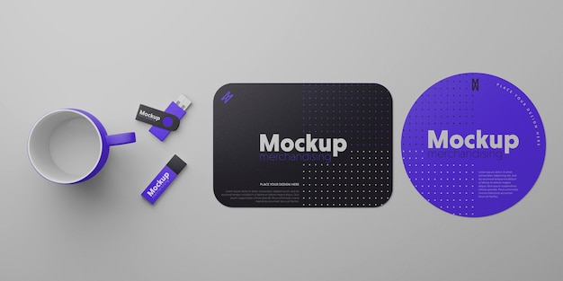 PSD computer merchandising mockup design