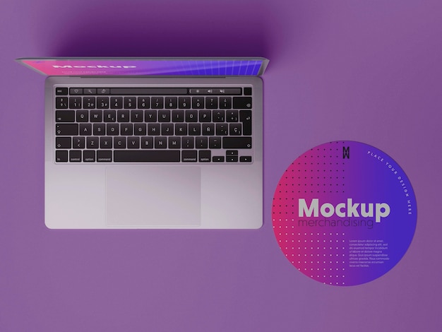 Progettazione di mockup di merchandising per computer