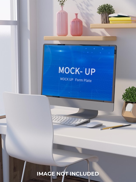 PSD computer mockup design in 3d rendering