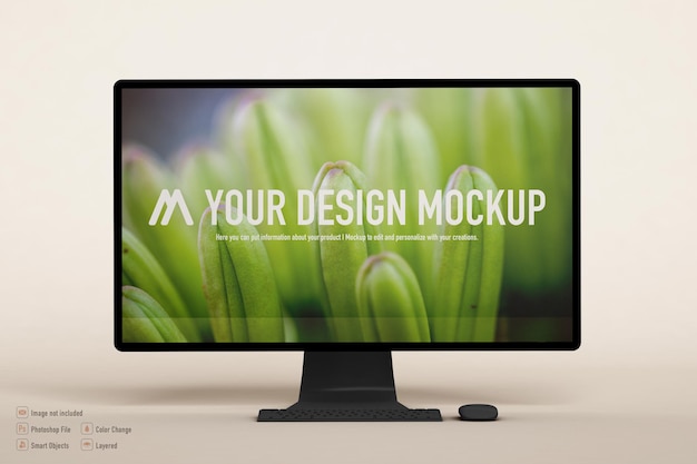 PSD computer mockup isolated on soft color