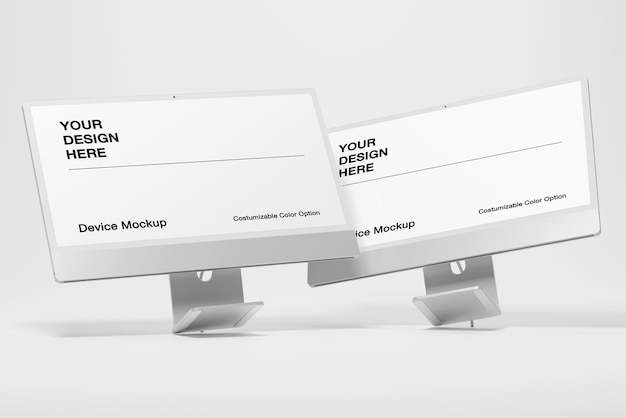 Computer mockup on modern minimal background Customizable background and object color