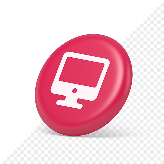PSD computer monitor connection button cyberspace digital technology 3d isometric realistic icon