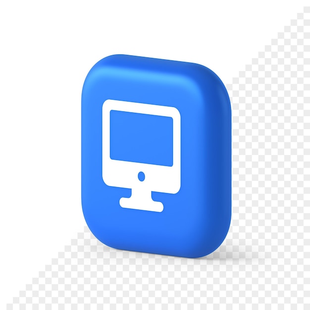 Computer monitor connection button cyberspace digital technology 3d realistic isometric icon